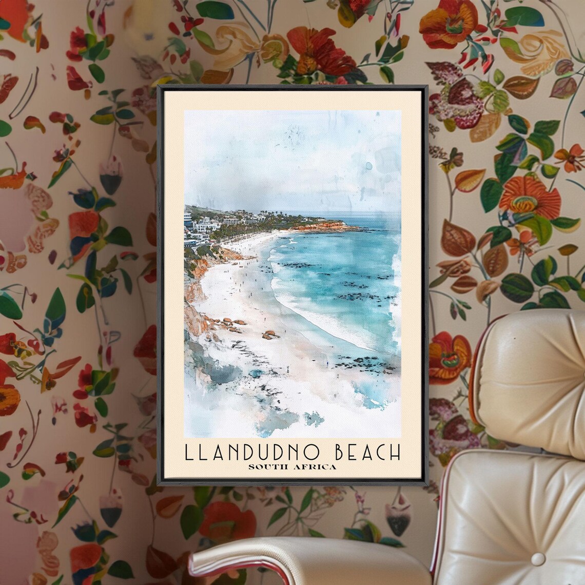 Llandudno Beach South Africa Aerial White Sand Cove Rocky Cliffs Poster - Image 2