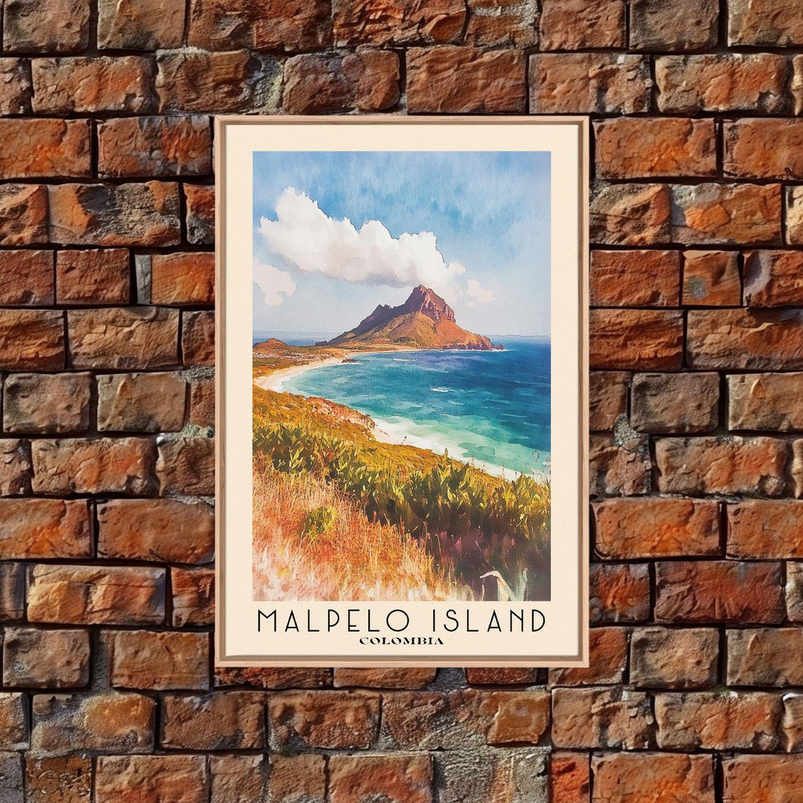 Malpelo Island Colombia Rocky Peak Deep Blue Sea Golden Hills Poster - Image 5