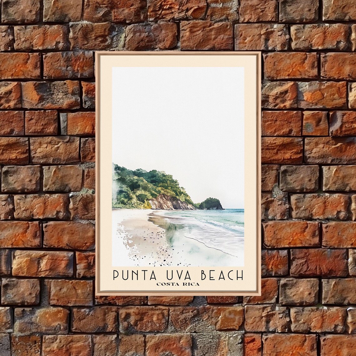 Punta Uva Beach Costa Rica Pale Minimal Beach Green Headland Sea Island Poster - Image 4