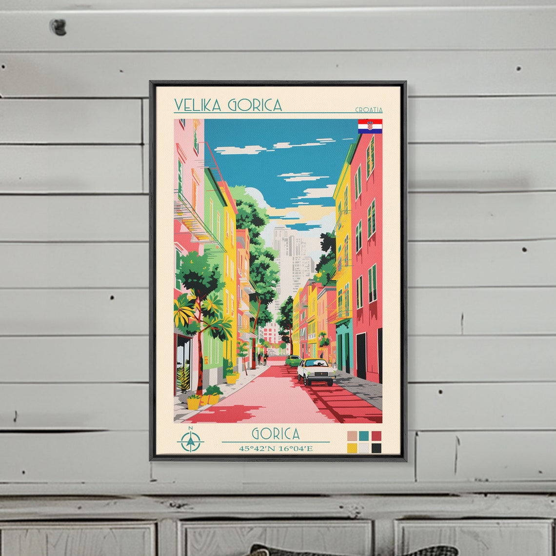 Velika Gorica Croatia Vibrant Old Town Street Daytime Travel Poster - Image 2