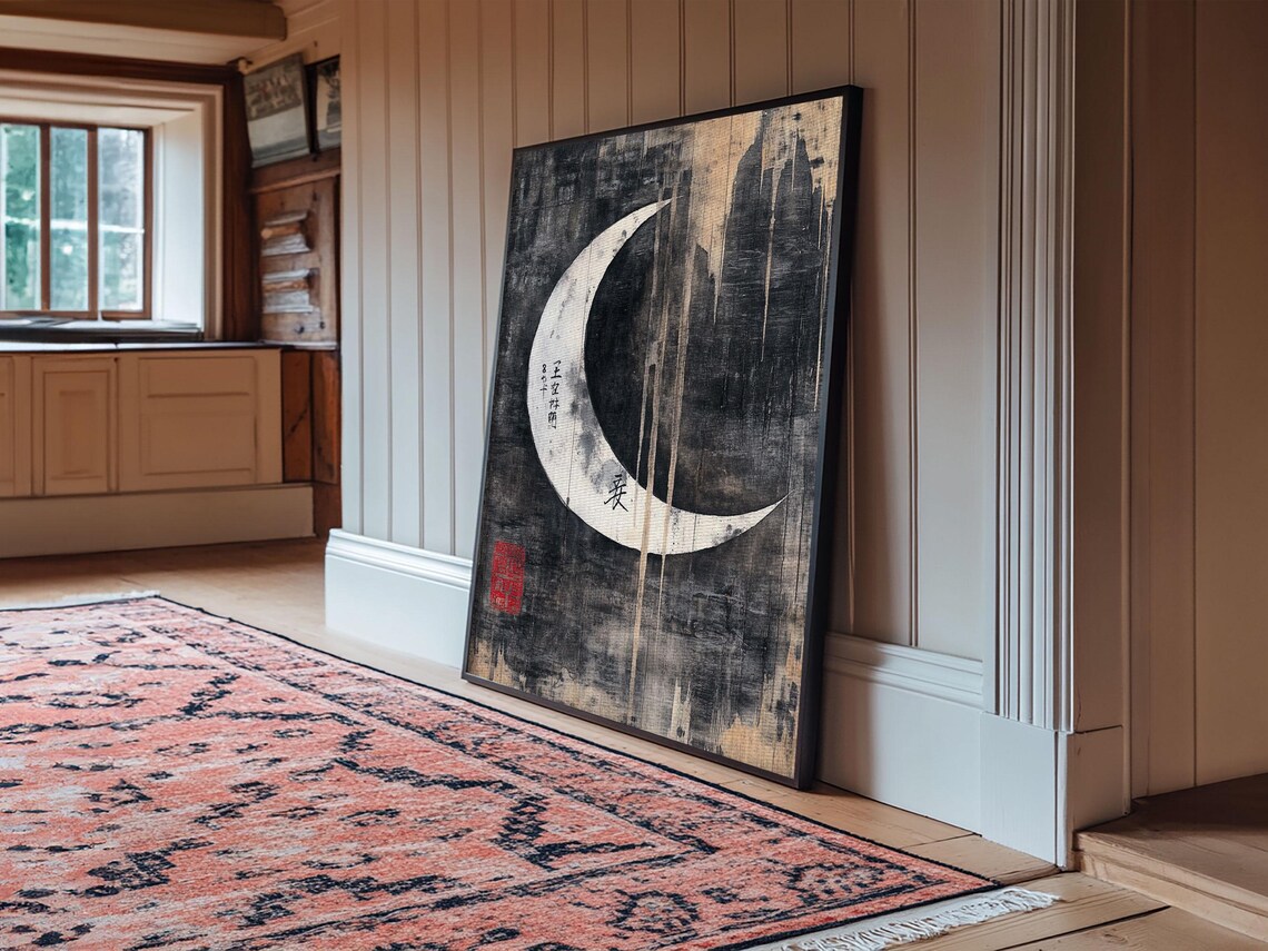 Wabi Sabi Crescent Moon Japanese Style Art Print