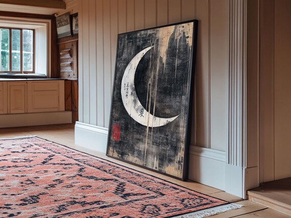 Wabi Sabi Crescent Moon Japanese Style Art Print