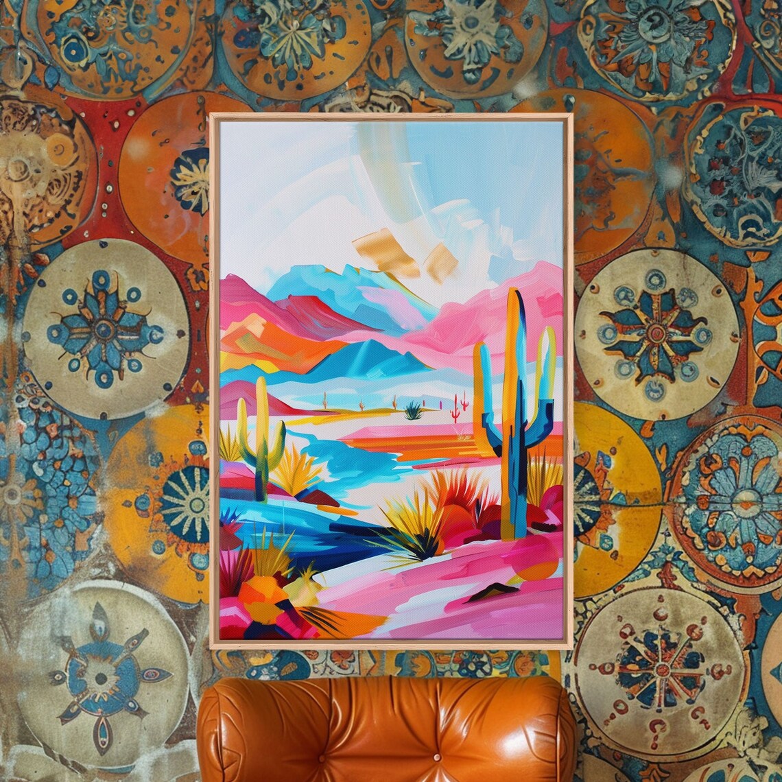 Vibrant Desert Landscape With Saguaro Cacti Southwest Wall Art - Image 4