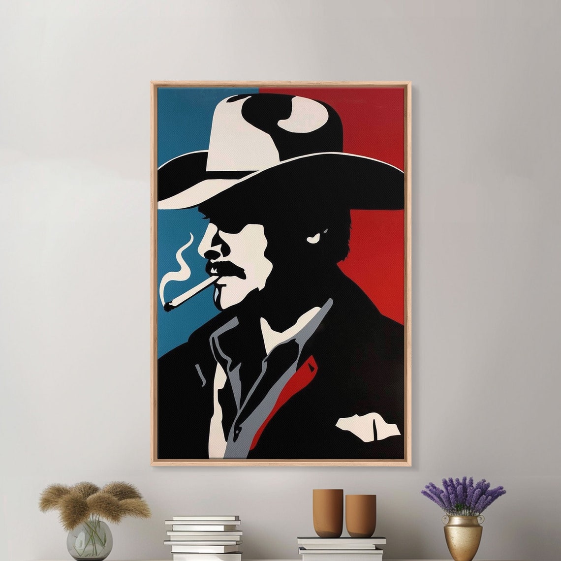 Bold Pop Art Cowboy Silhouette With Cigarette Retro Wall Art Poster - Image 3