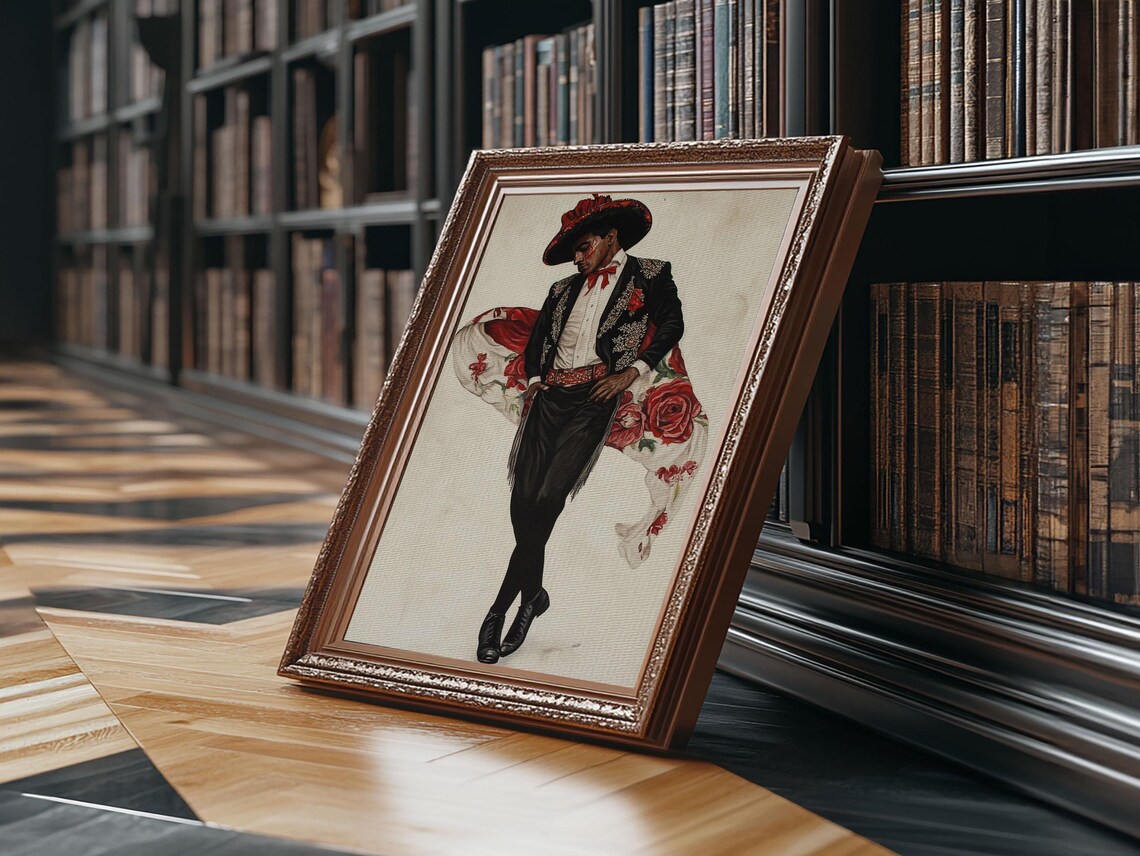 Spanish Toreador Embroidered Suit Rose Cape Elegant Cultural Art Poster - Image 4