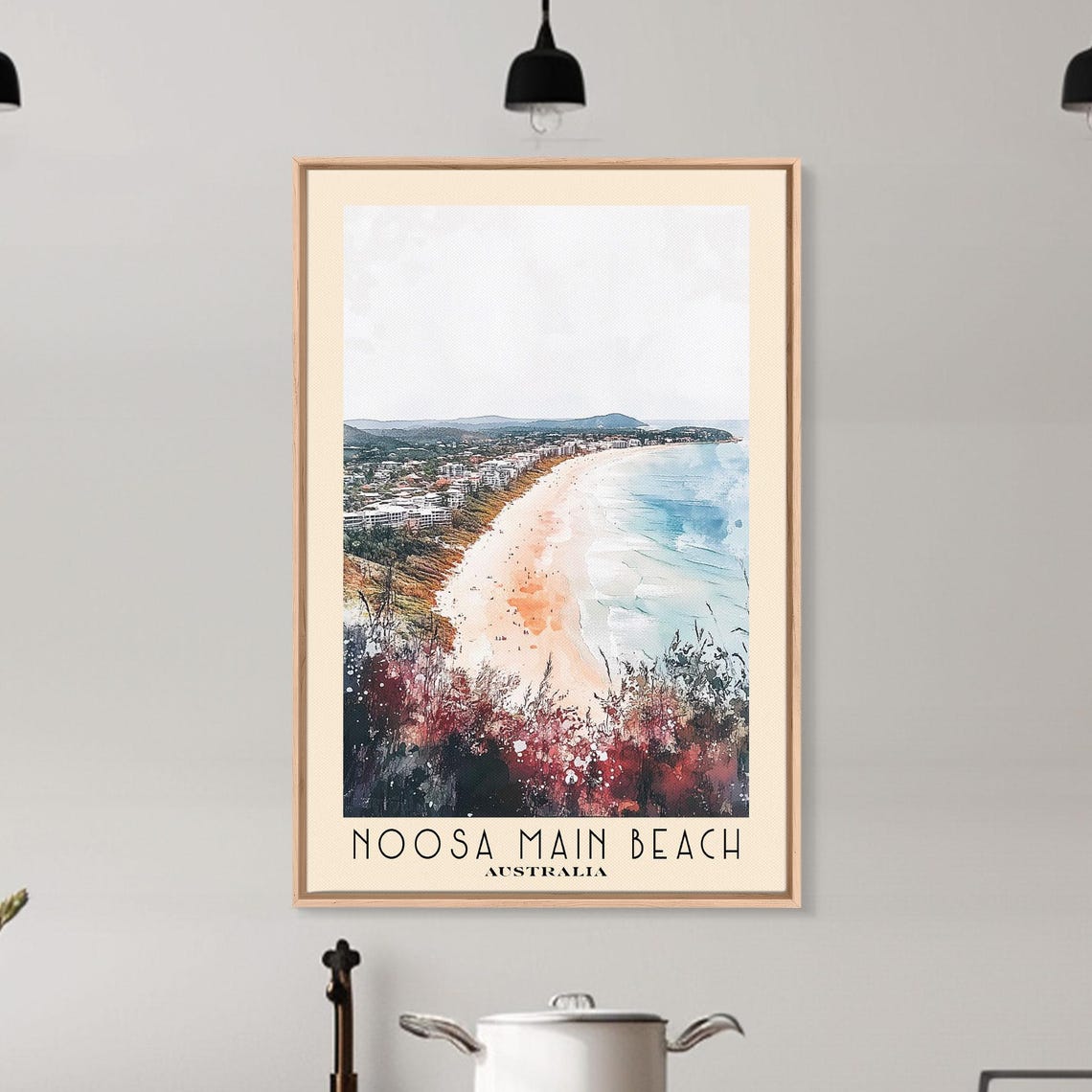 Noosa Main Beach Australia Aerial Town Blooming Trees Beach Poster - Image 6