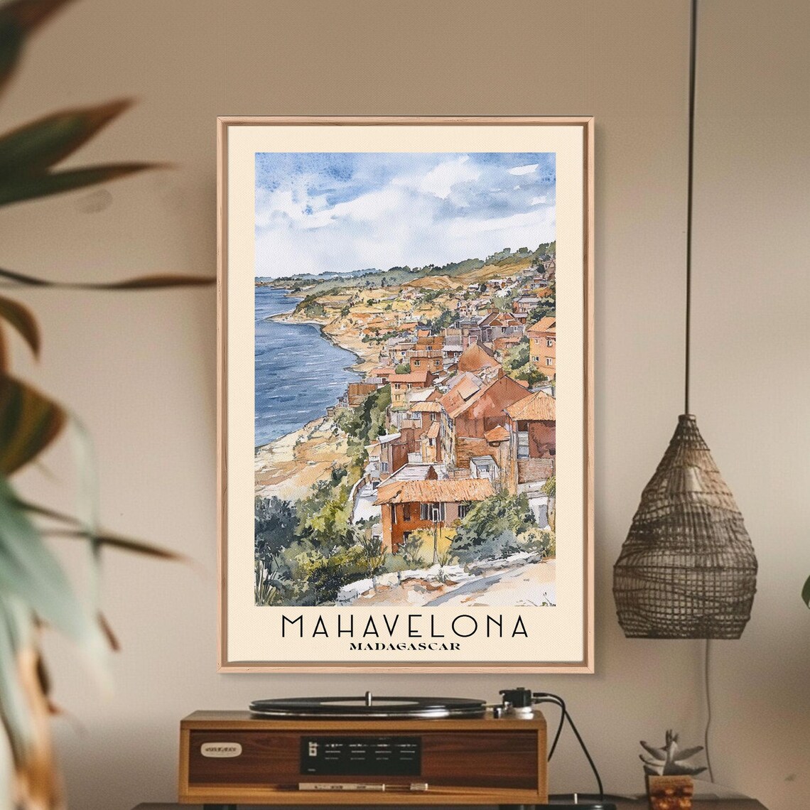 Mahavelona Madagascar Red Roof Hillside Town Overlooking Blue Bay Poster