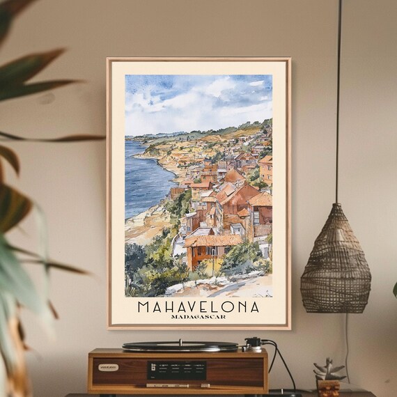 Mahavelona Madagascar Red Roof Hillside Town Overlooking Blue Bay Poster