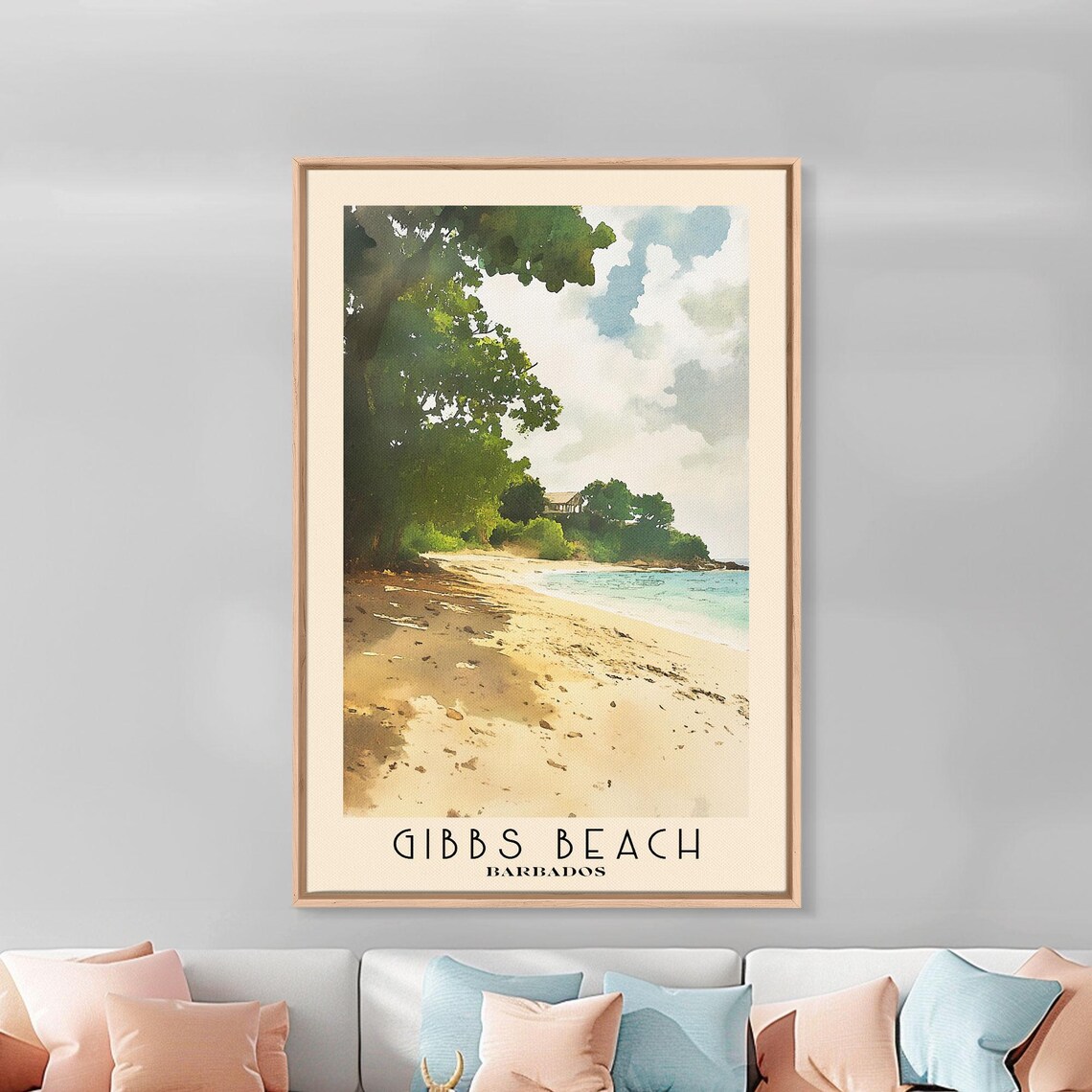 Gibbs Beach Barbados Sandy Shoreline Tall Green Trees Calm Caribbean Sea Poster - Image 3