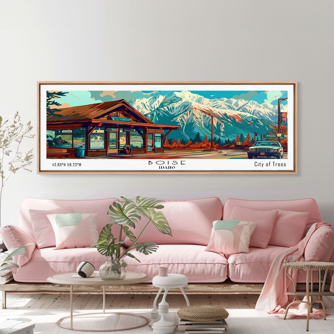 Boise Idaho City Of Trees Mountain Lodge Snow Peaks Travel Poster - Image 5