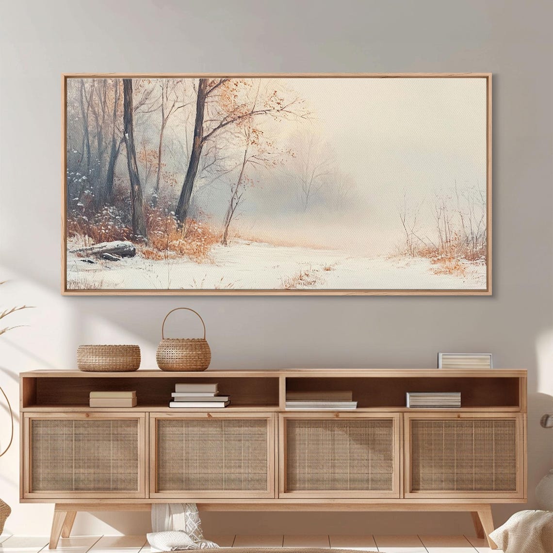 Misty Winter Forest Snowy Trees Soft White Snow Landscape Poster - Image 4