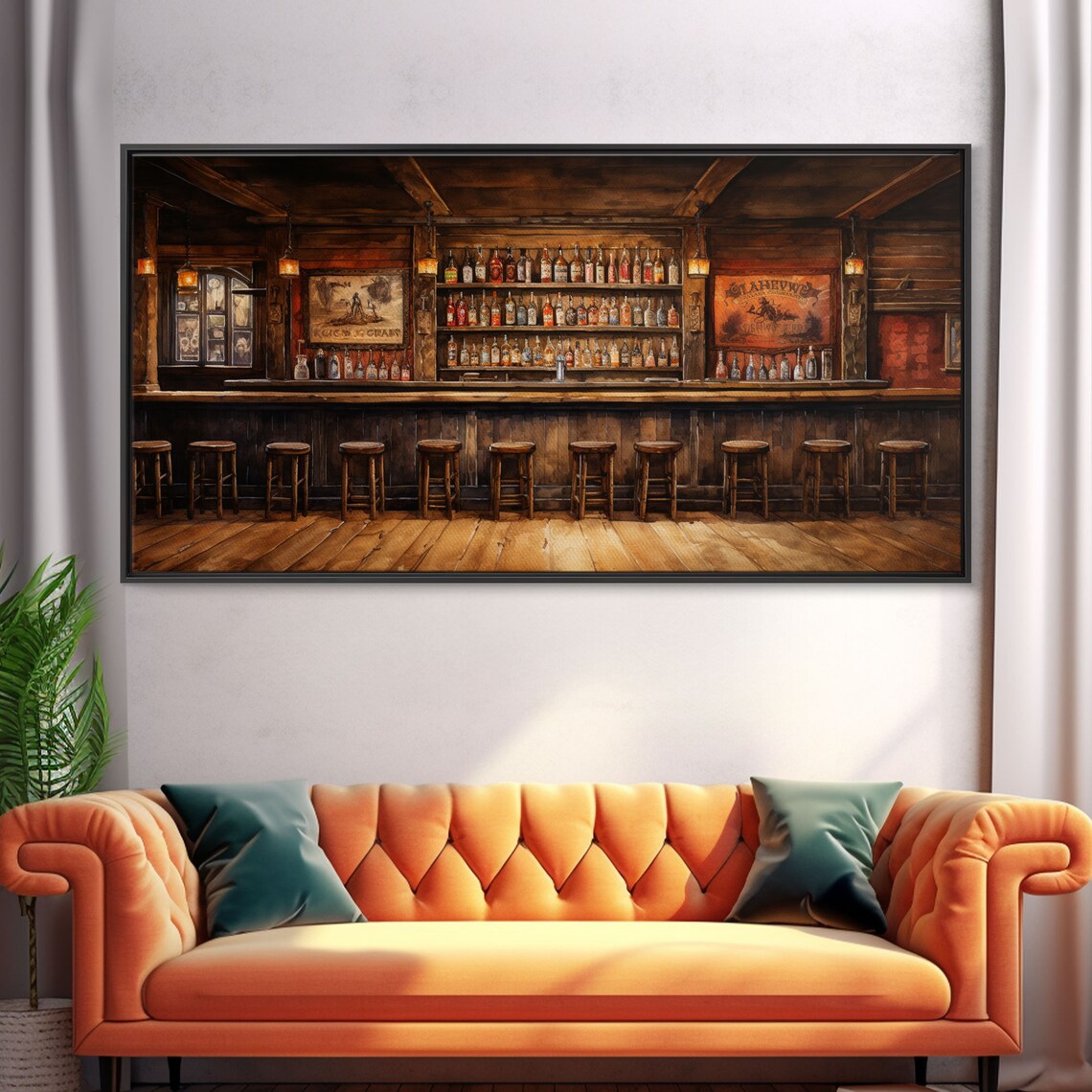 Prohibition Saloon Western Art Print, Bar Decor