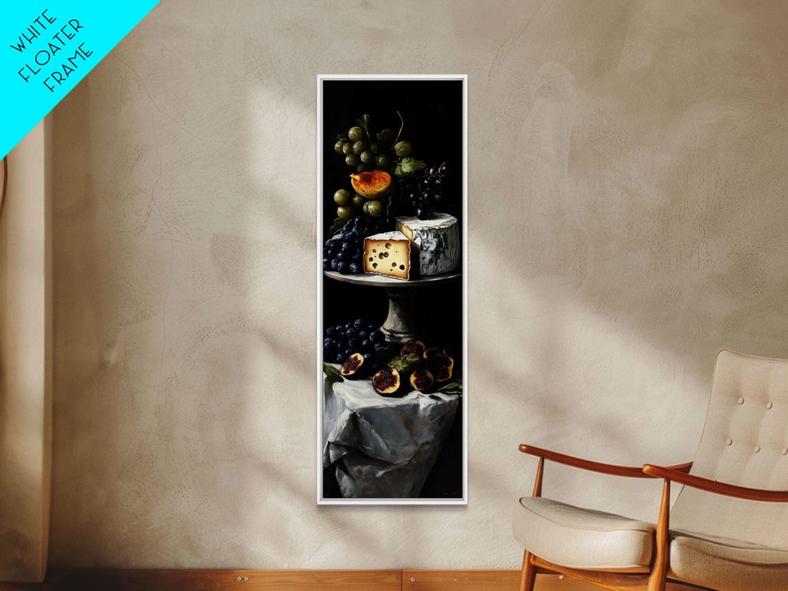 Print Cheese Platter With Grapes Art Farmhouse Wall Art Food Review Kitchen Decor Rustic Art - Image 2