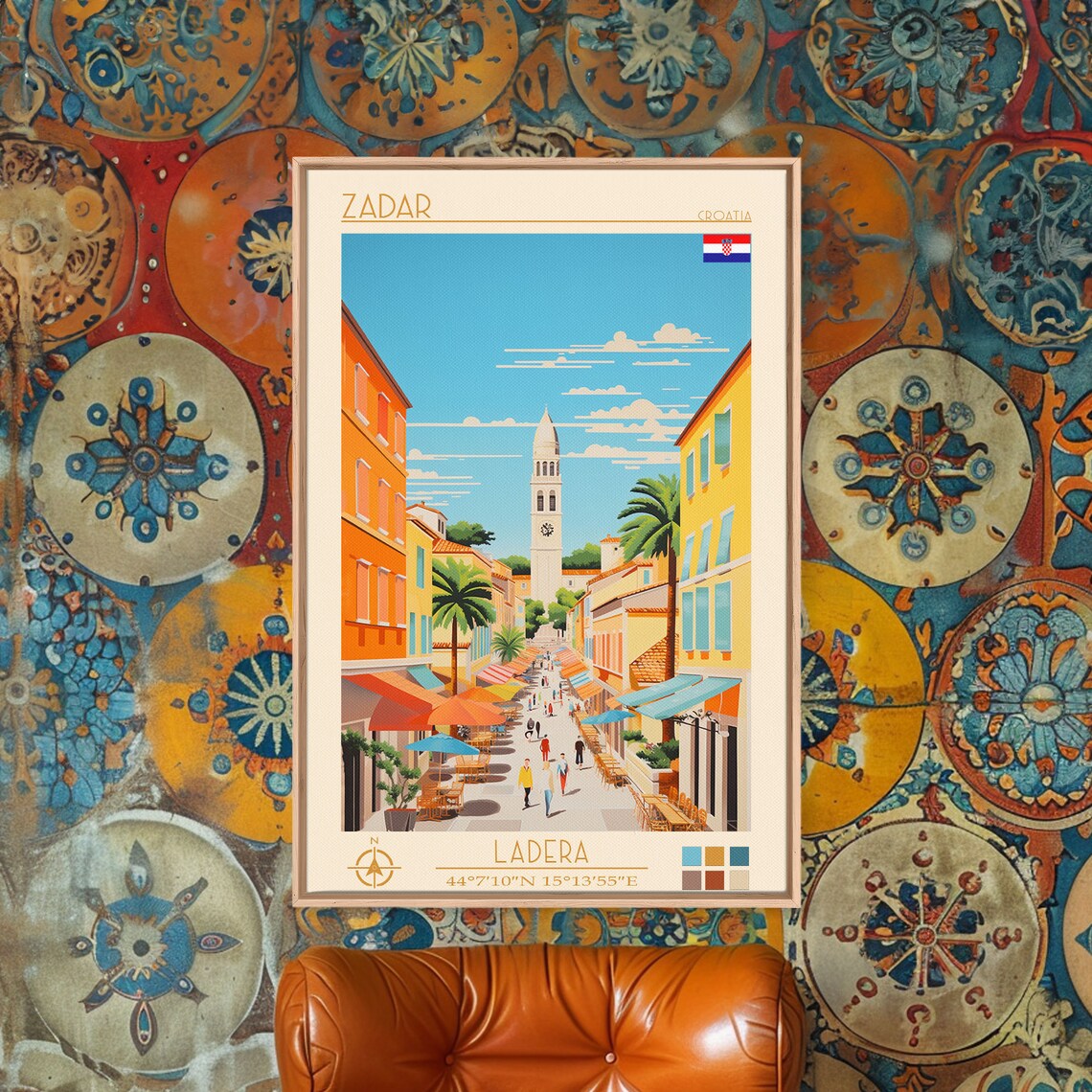 Zadar Croatia Bell Tower Old Town Cafe Street Scene Travel Poster - Image 3