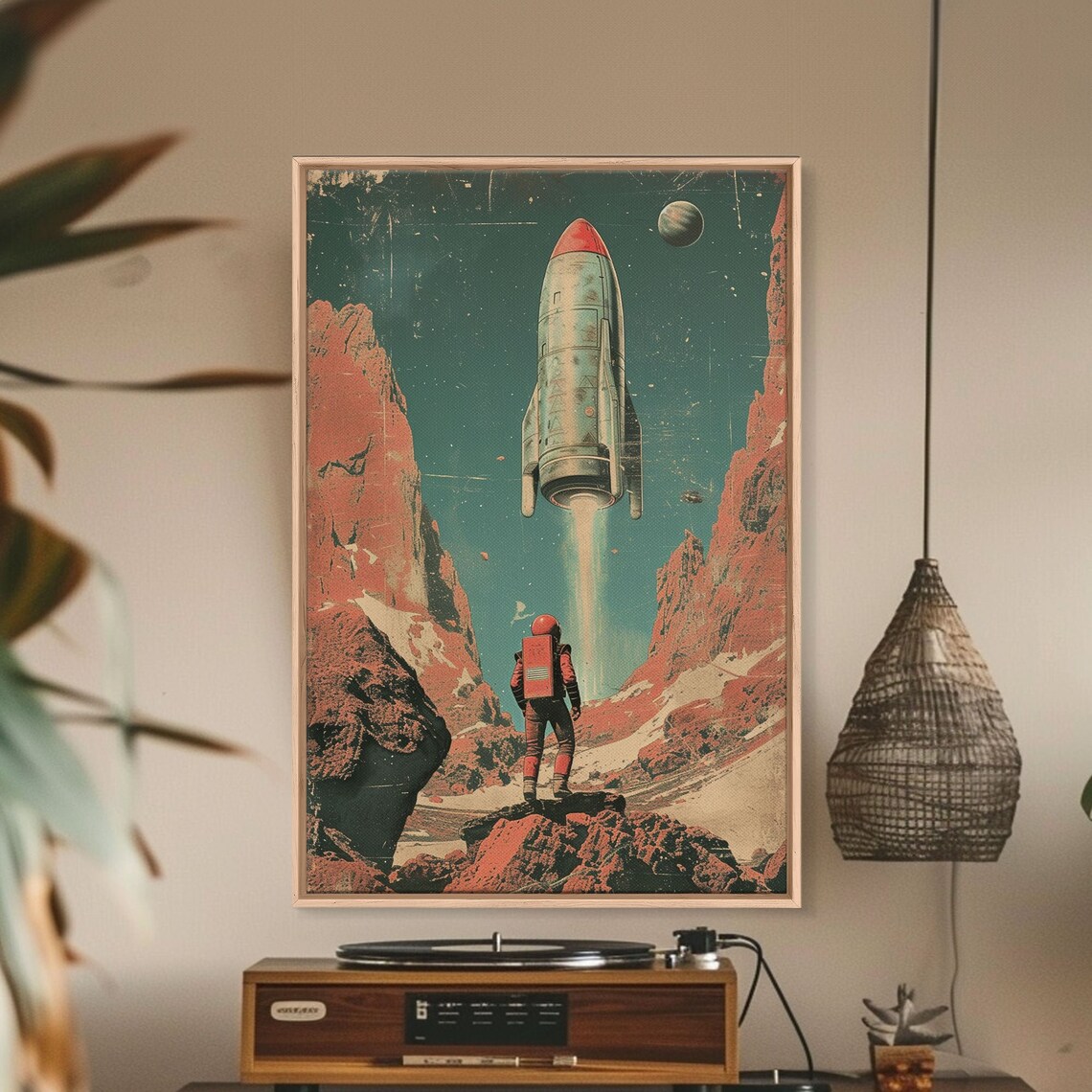 Retro Mars Astronaut Art Print, Sci-Fi Poster - Image 2