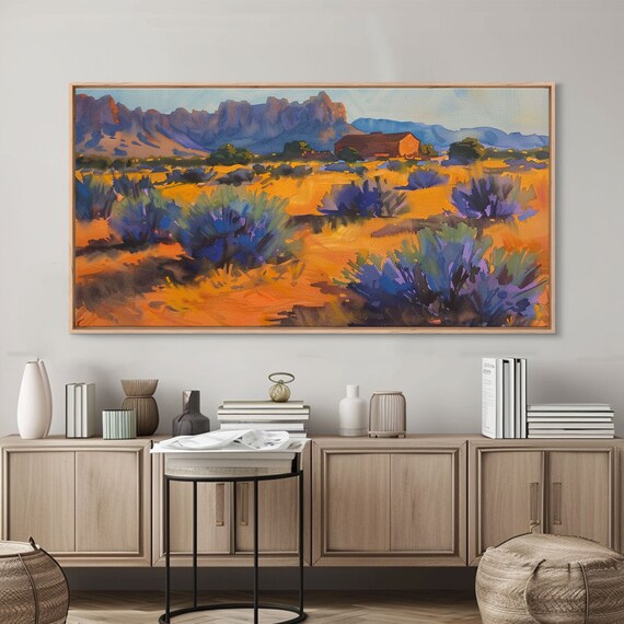 Rustic Barn In Desert Scene Stunning Wall Art For Bedroom Framed Print Boho Style Minimalist Home Decoration