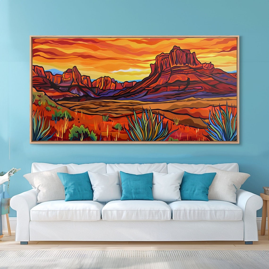 Red Rock Mesa Sunset Desert Stylized Landscape Painting Art Poster - Image 4