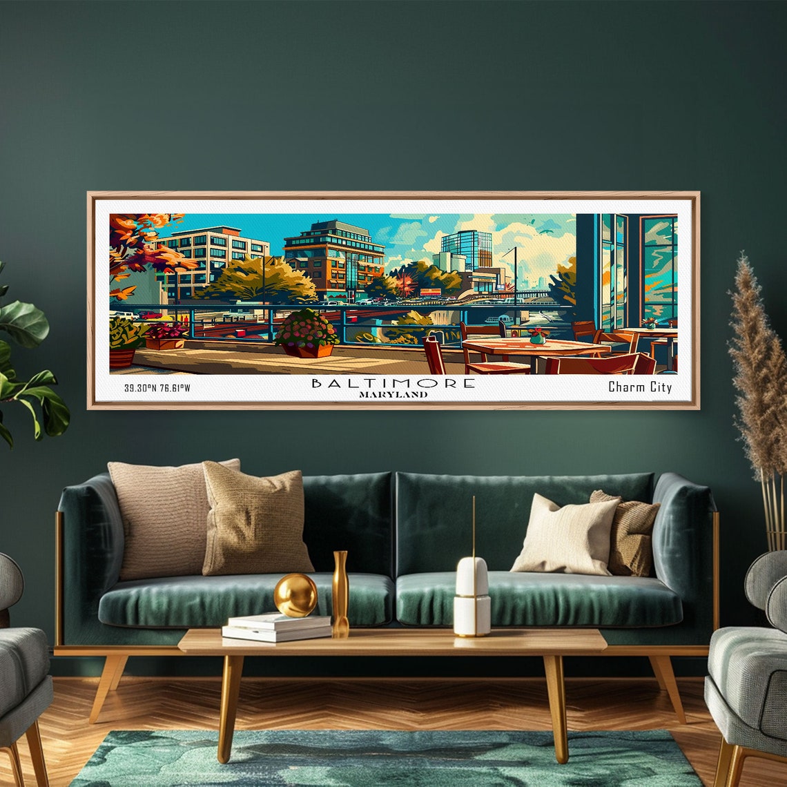 Baltimore Maryland Charm City Harbor Skyline Waterfront Travel Poster - Image 4