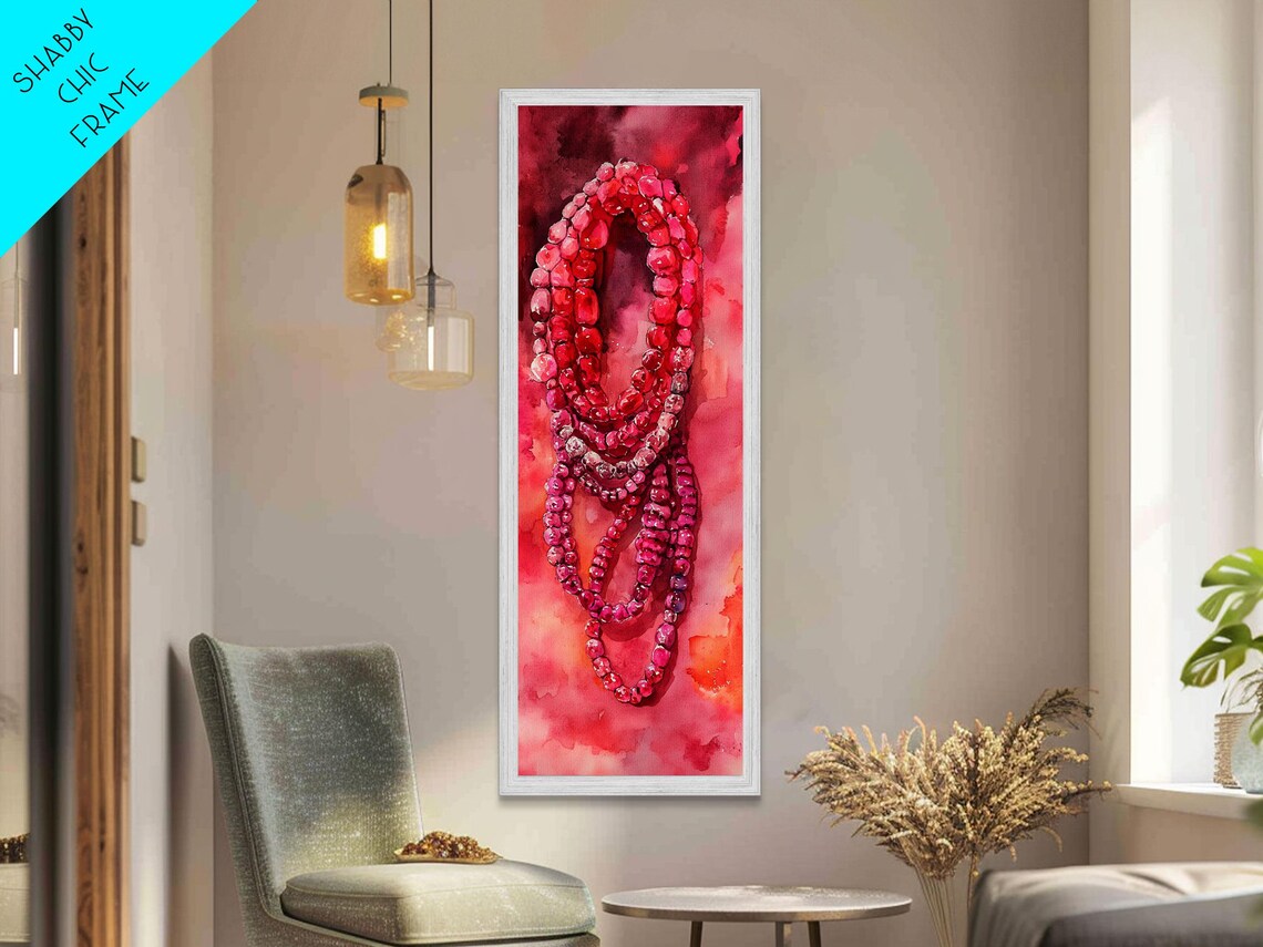 Pink Beaded Necklaces Cascade Gemstone Watercolor Jewelry Poster - Image 2