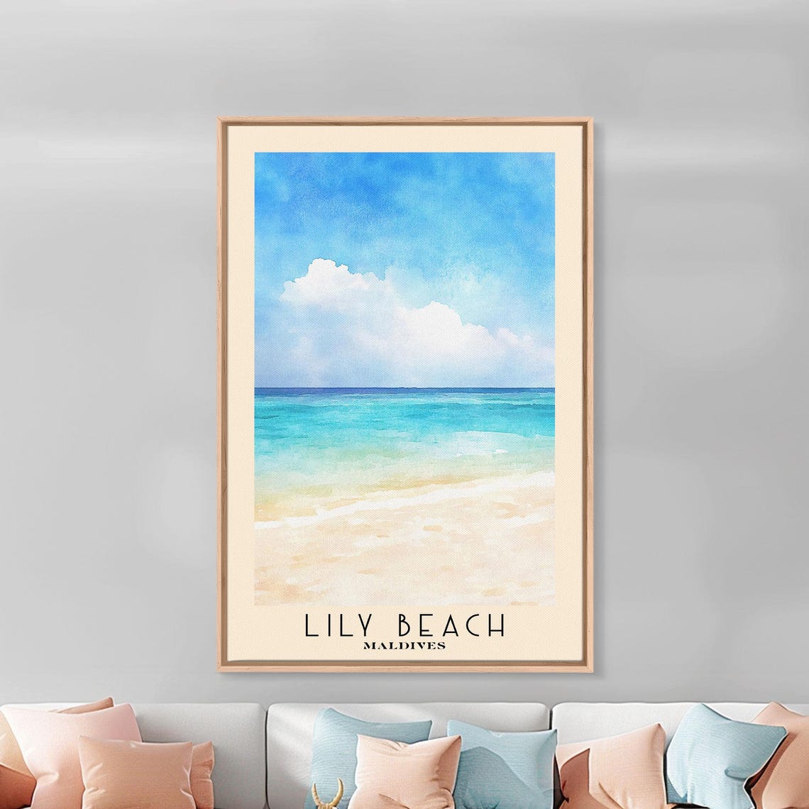 Lily Beach Maldives Minimal White Sand Turquoise Gradient Sea Poster - Image 3