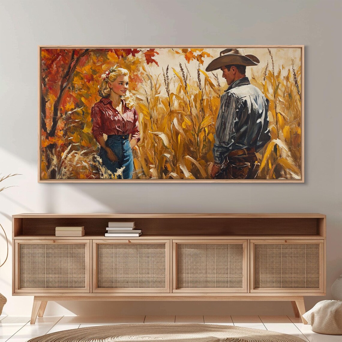 Cowboy Cowgirl Meeting In A Golden Autumn Cornfield Romance Poster - Image 6