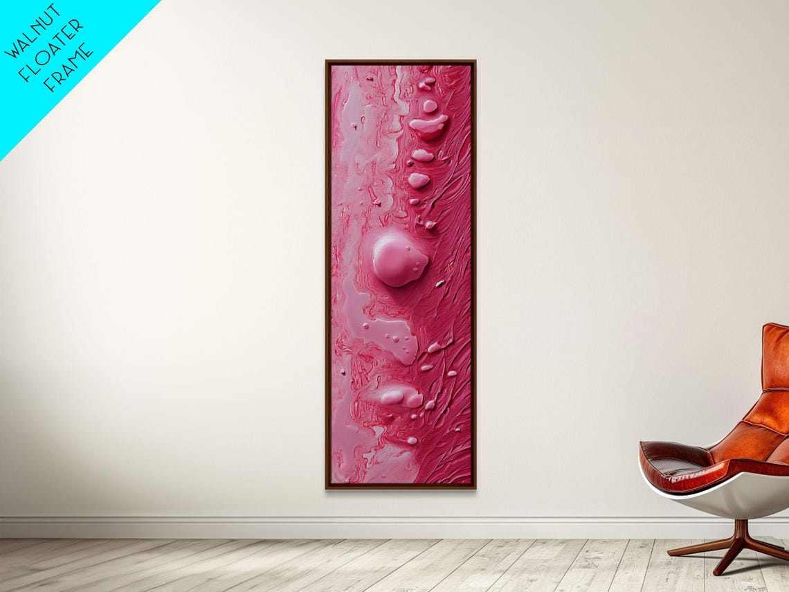 Glossy Pink Textured Abstract Water Drops Modern Wall Art Poster - Image 5