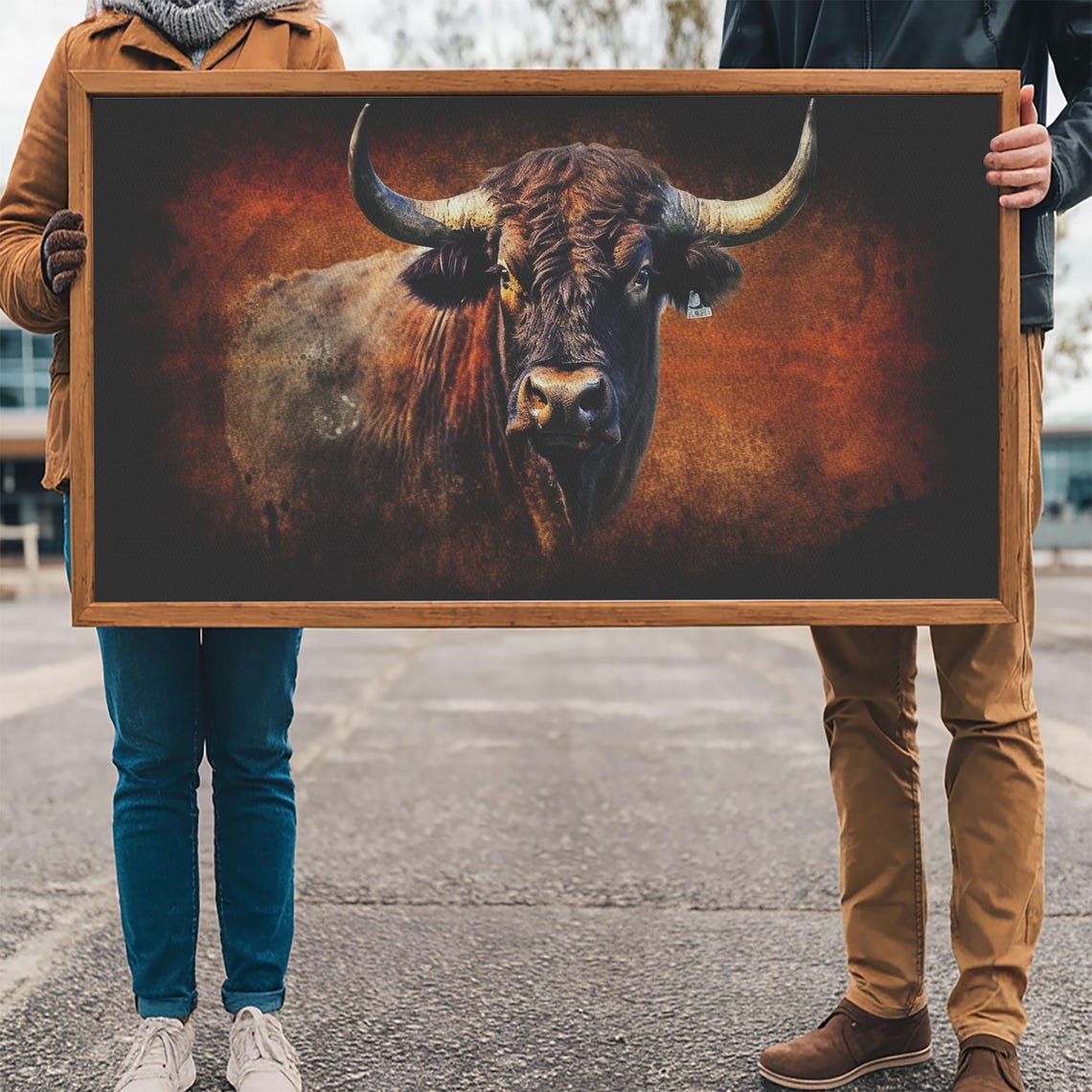 Majestic Longhorn Bull Portrait Rustic Western Farm Animal Print - Image 3