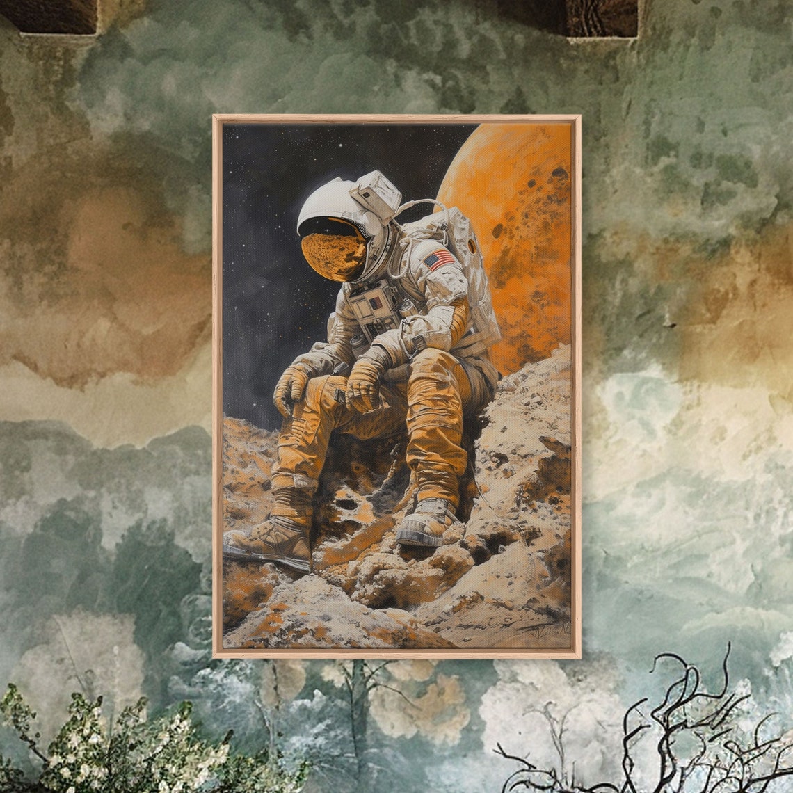 Astronaut Resting Rocky Planet Surface Space Explorer Art Print - Image 4