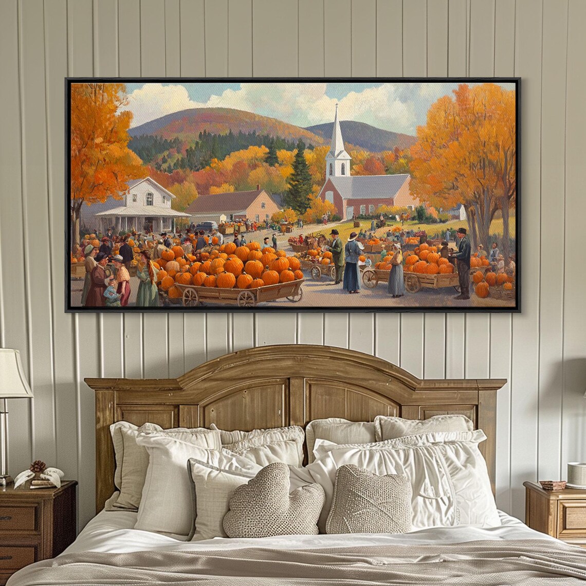 Autumn Harvest Pumpkin Festival Church Town Square Vintage Poster - Image 6