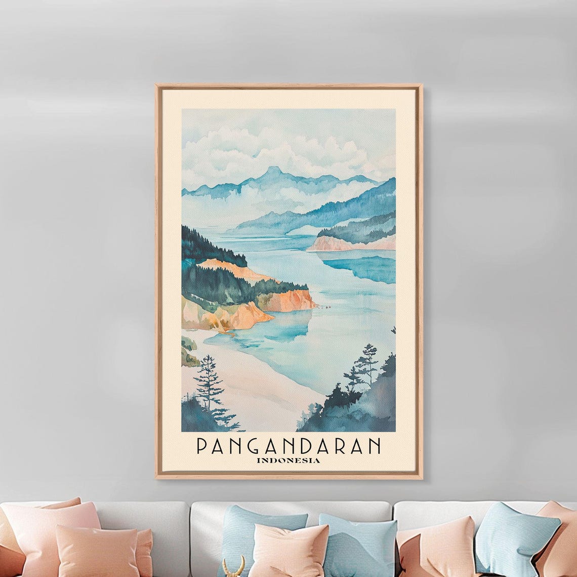 Pangandaran Indonesia Bay Cliffs Forest Misty Mountain Shore Poster - Image 3