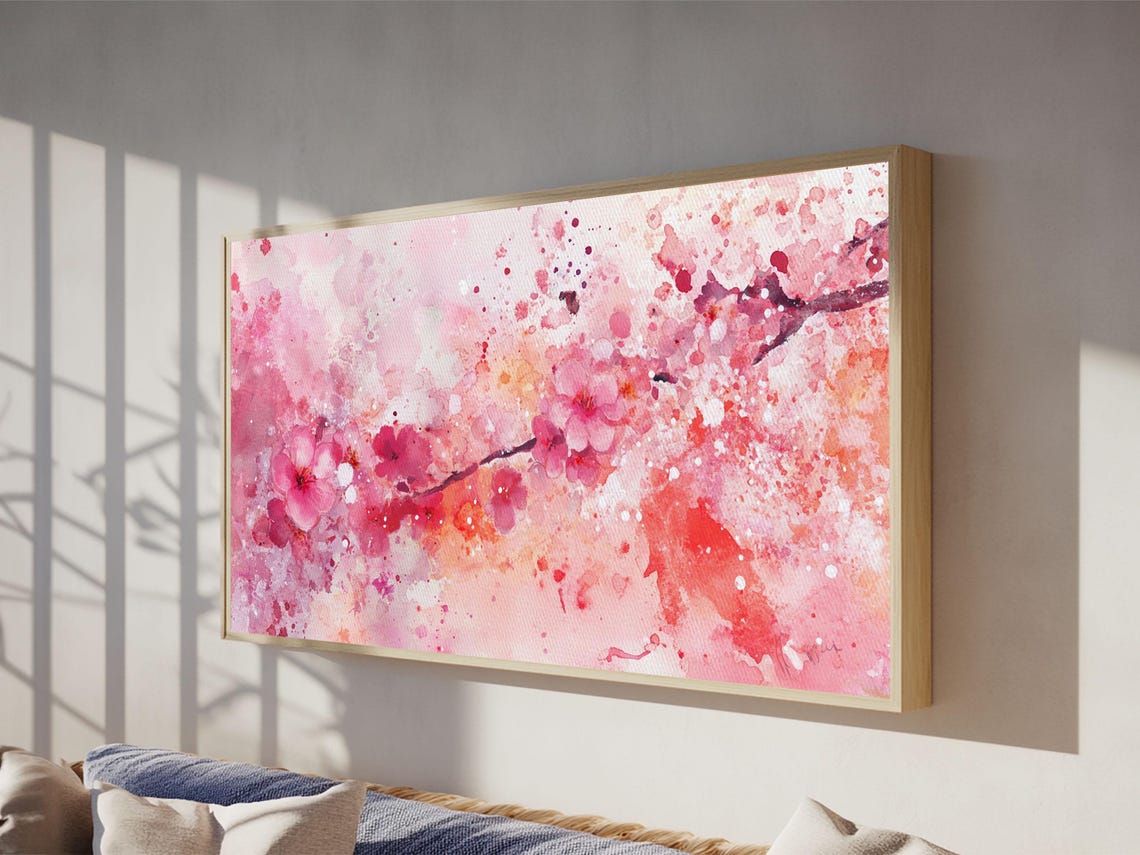 Pink Cherry Blossom Branches Watercolor Spring Floral Bloom Poster - Image 6