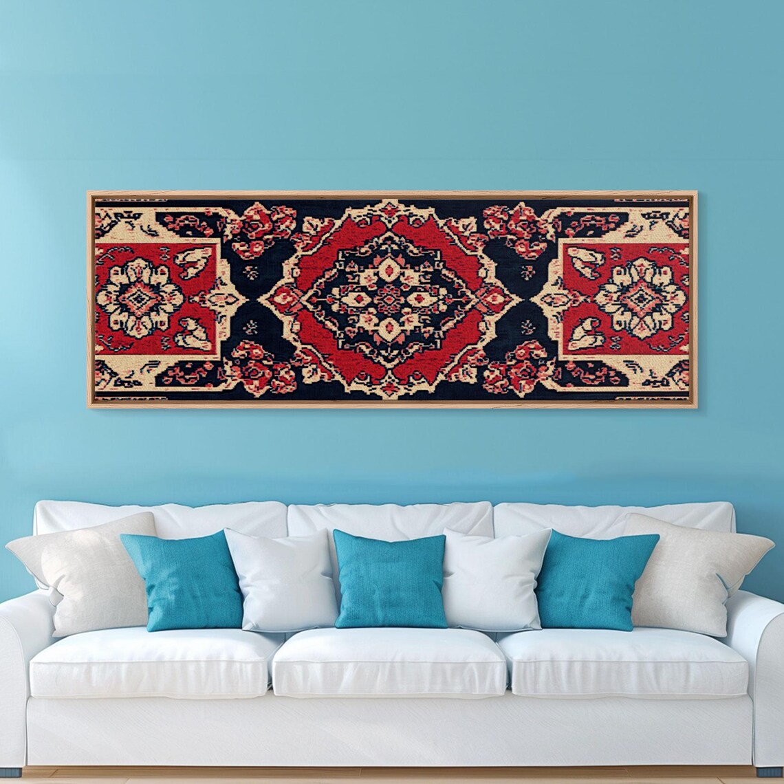 Vintage Textile Tapestry Print, Panoramic Art Print