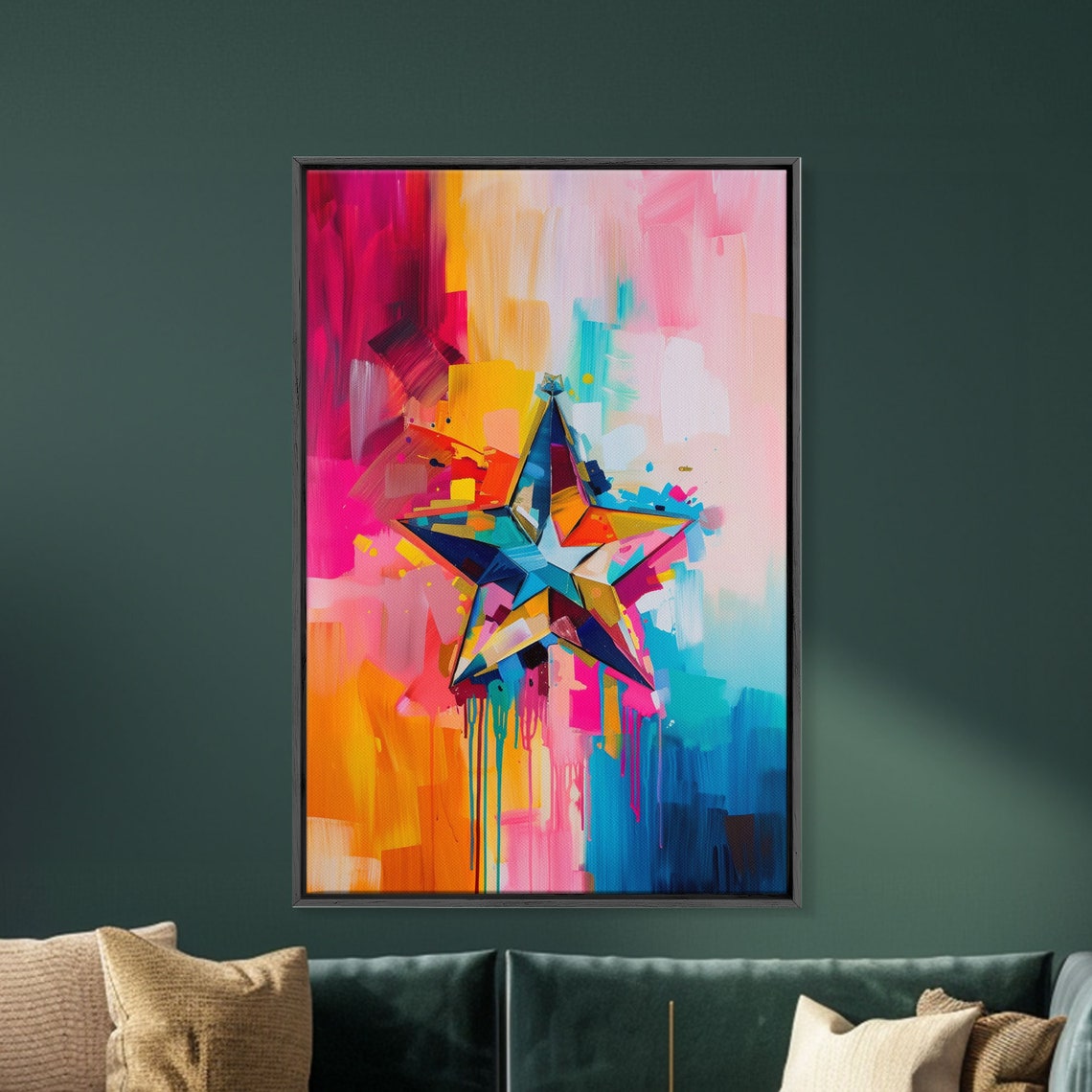 Abstract Colorful Starburst On Pink And Teal Splash Art Poster - Image 4