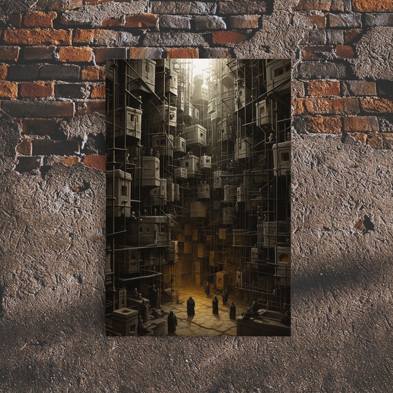 Dark Fantasy Haunted Corridor Hanging Cells Candlelight Horror Art Poster