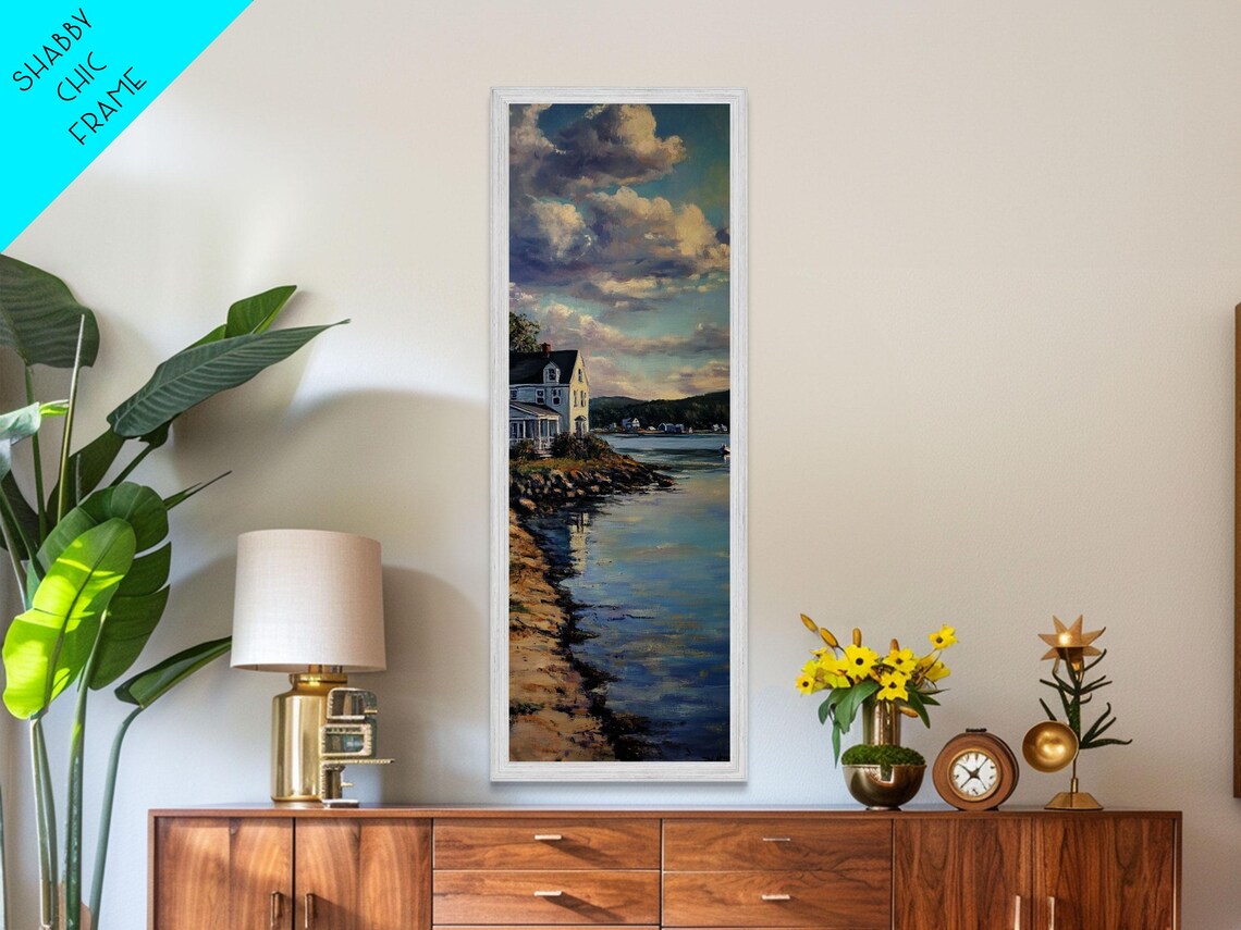 Coastal Cottage Rocky Point Calm Water Sunset Clouds Seaside Art Poster - Image 4