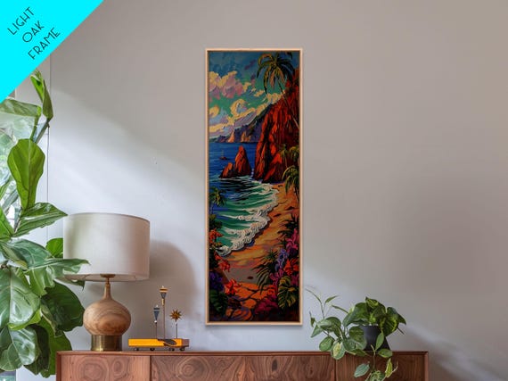 Colorful Hawaii Coastal Art Printed And Framed On Beach House Wall Art Decor Textured Painting Modern Art For Living Room