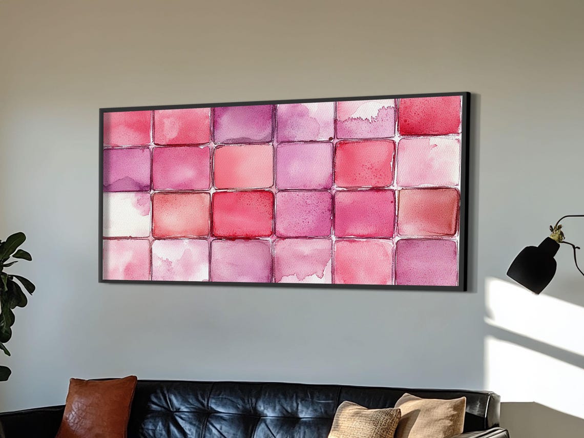 Pink Watercolor Swatch Grid Minimalist Color Palette Squares Poster - Image 6