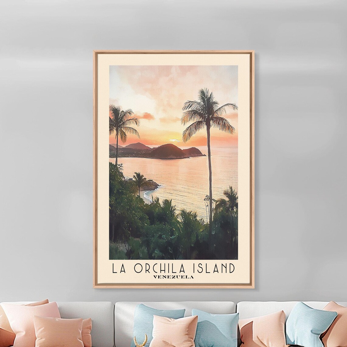 La Orchila Island Venezuela Palm Silhouette Sunset Calm Sea Poster - Image 3