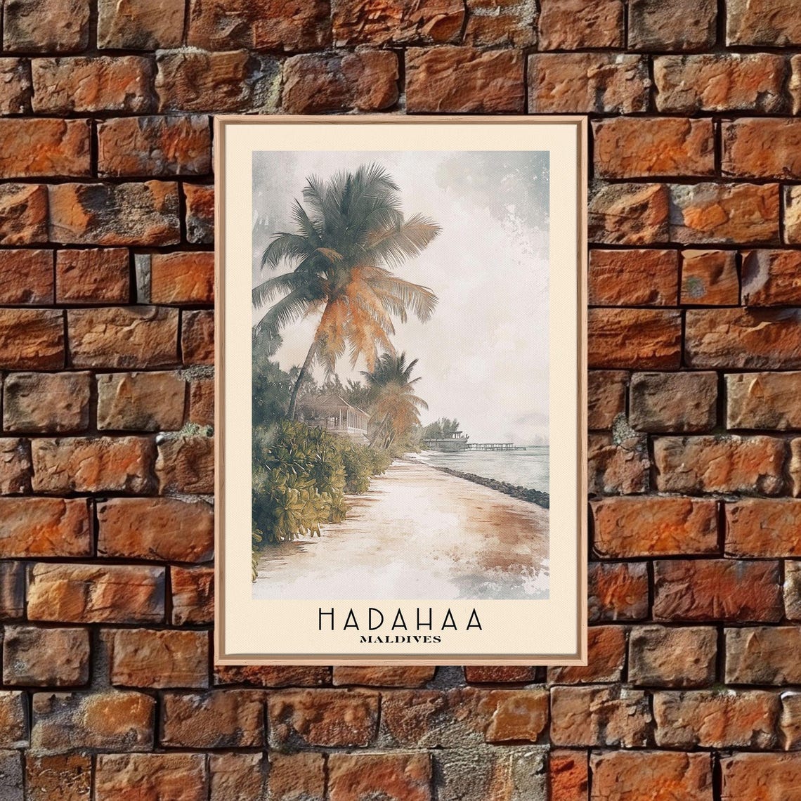 Hadahaa Maldives Palm Beach Path Island Watercolor Tropical Poster - Image 5