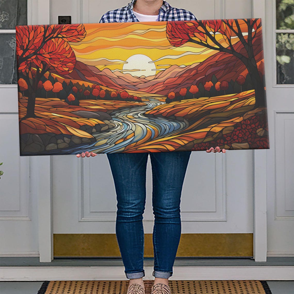 Fall Wall Art Abstract Wall Print Sunset Art River Art Print Wall Hanging Panoramic Art Nature Lover Gift Above Bed Decor - Image 4