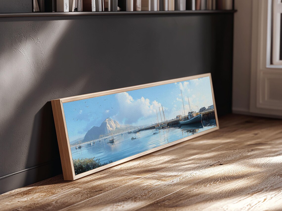 Morro Bay Harbor Panoramic Fishing Boats Pier Morro Rock Calm Water Poster - Image 5