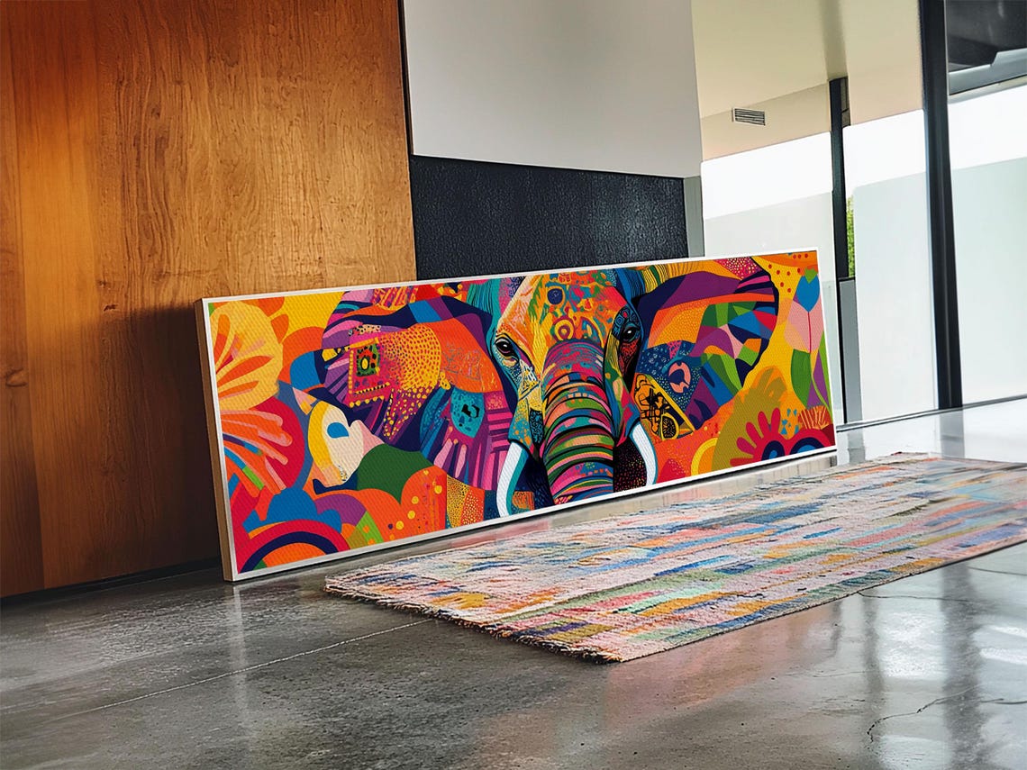Colorful Abstract Elephant Head Mosaic Rainbow Vibrant Animal Poster - Image 6