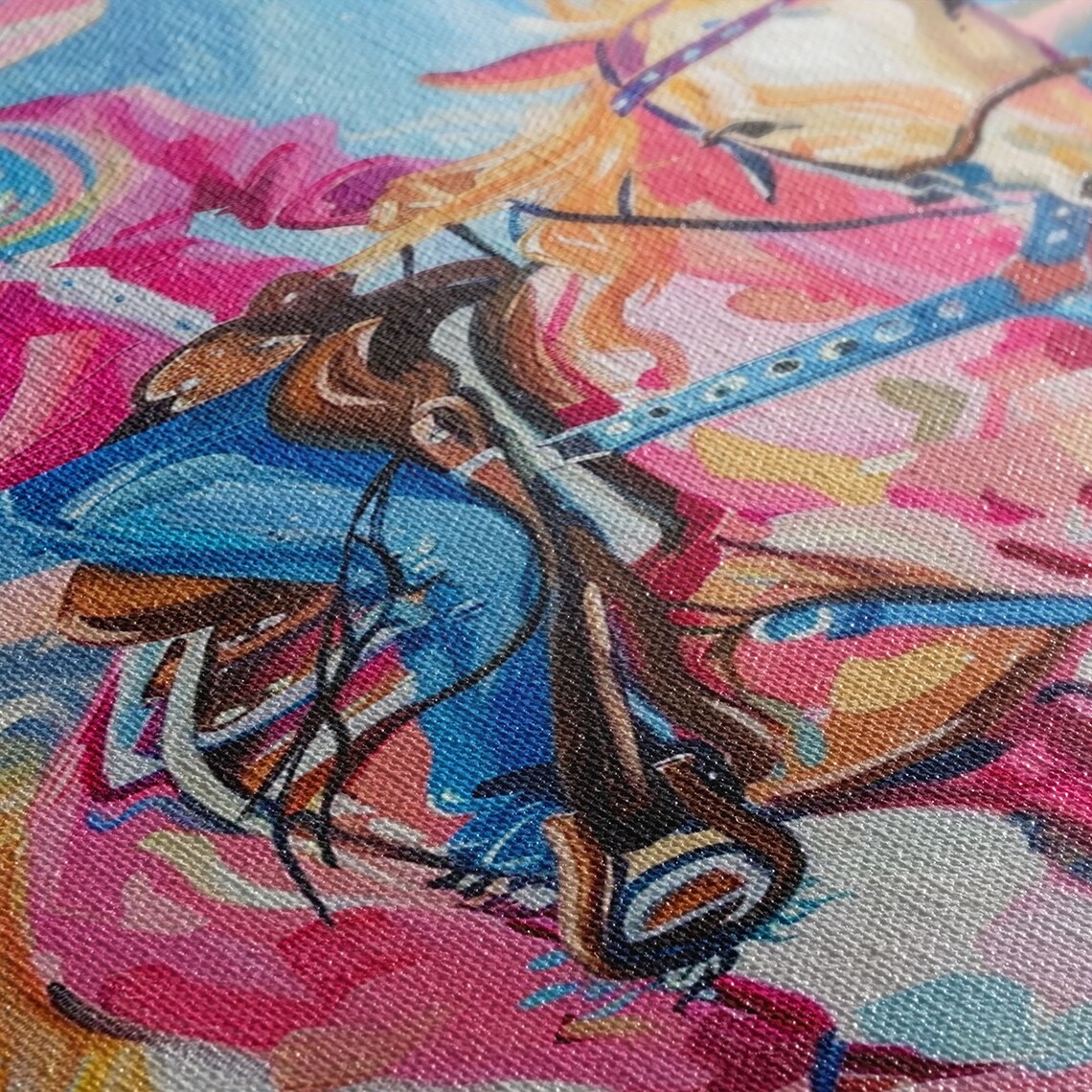 Cowgirl and Horse Western Art Print, Colorful Decor - Image 3