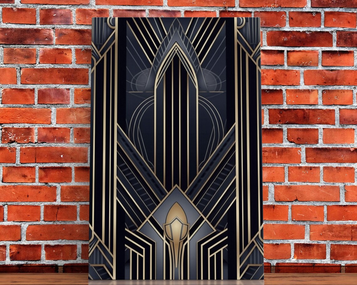 Art Deco Gold and Blue, Mid-Century Wall Art Print - Image 5