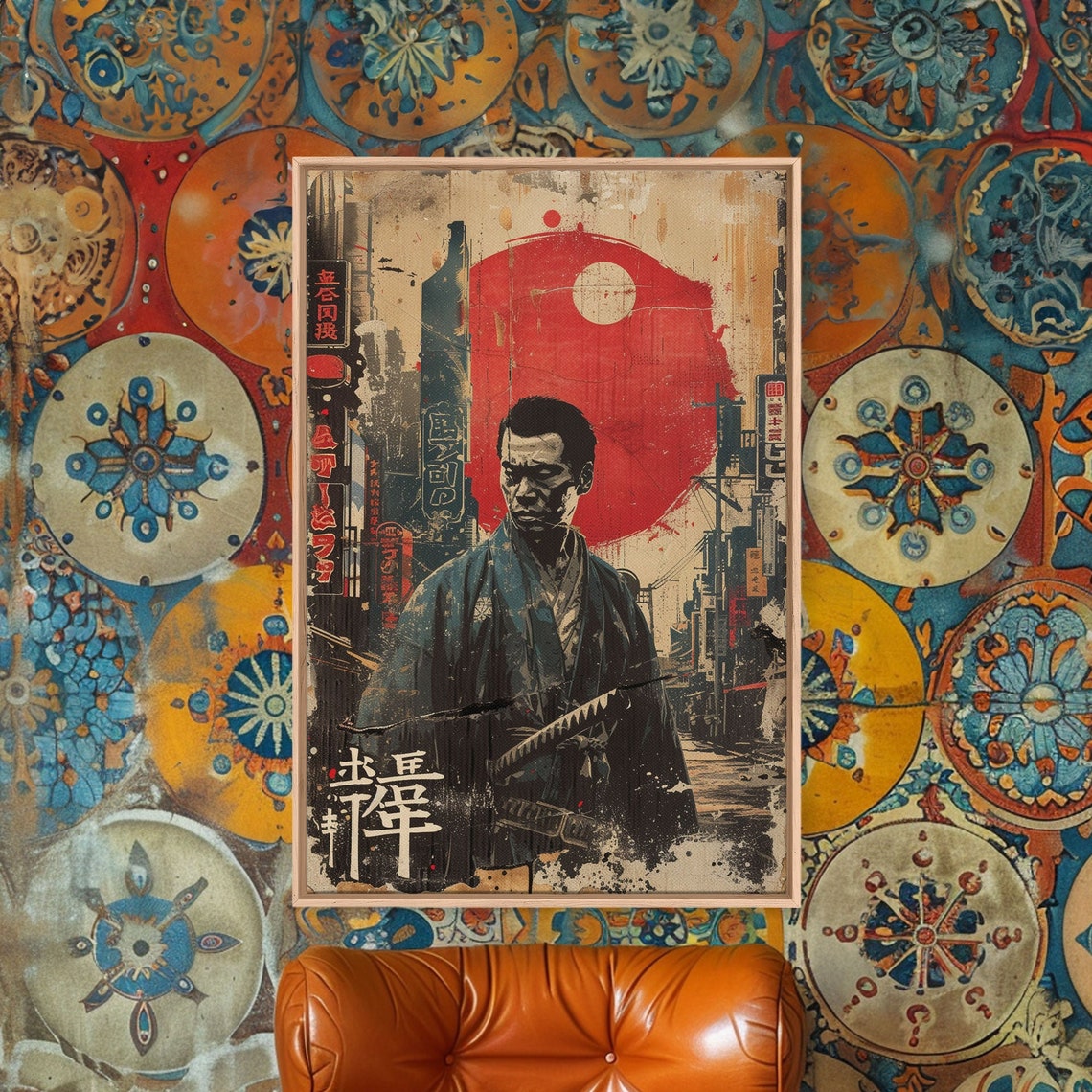 Samurai Red Sun Old Tokyo Street Vintage Japanese Movie Poster Print - Image 5