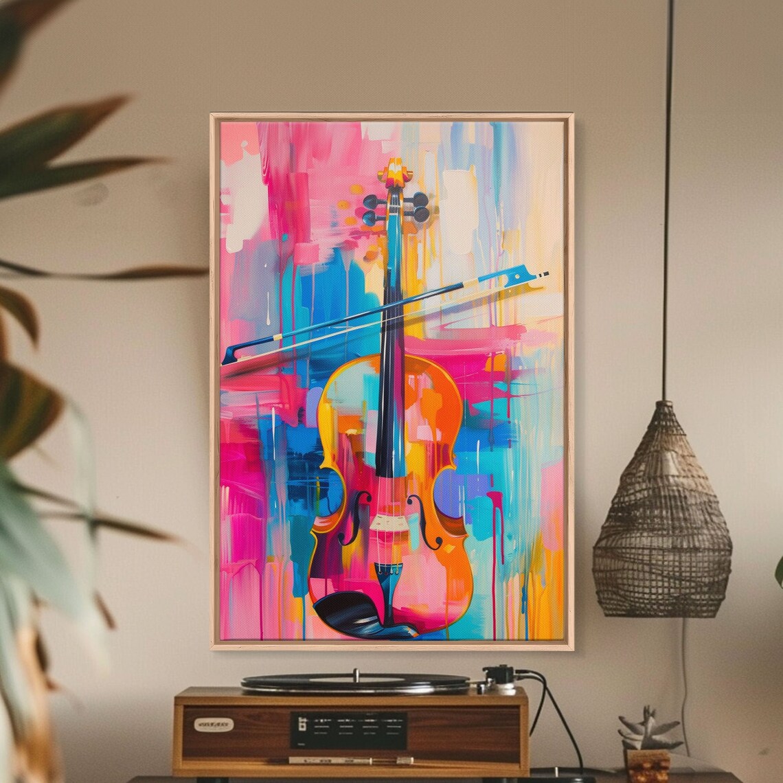 Violin Art Print, Vibrant Musical Living Room Decor