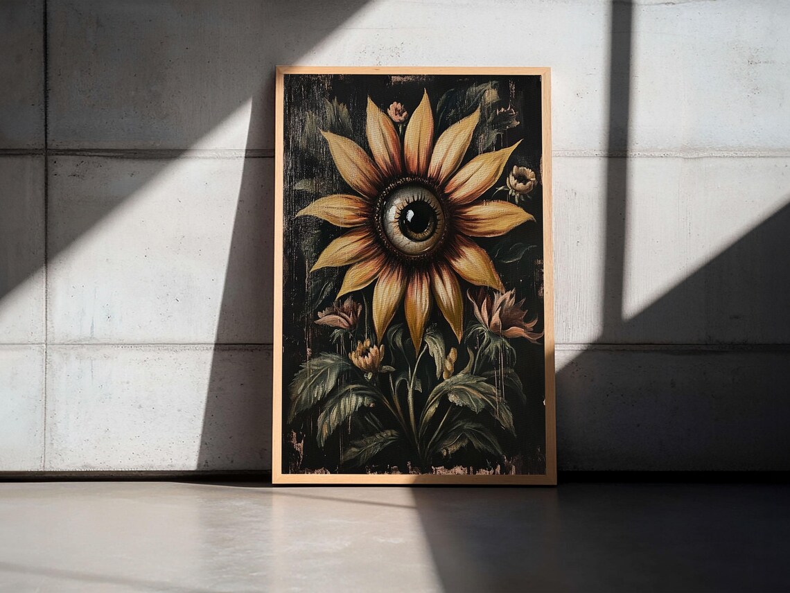 Cyclops Sunflower Halloween Dark Academia Art Print - Image 3