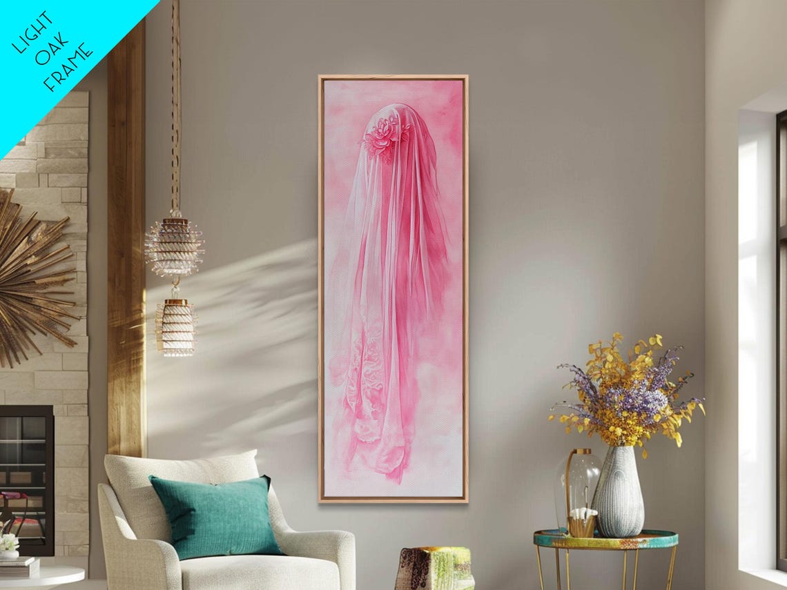 Veiled Pink Art Framed Print Whimsical Art Light Pink Wall Art Vertical Wall Art Rustic Decor Cottagecore Gift Idea - Image 5