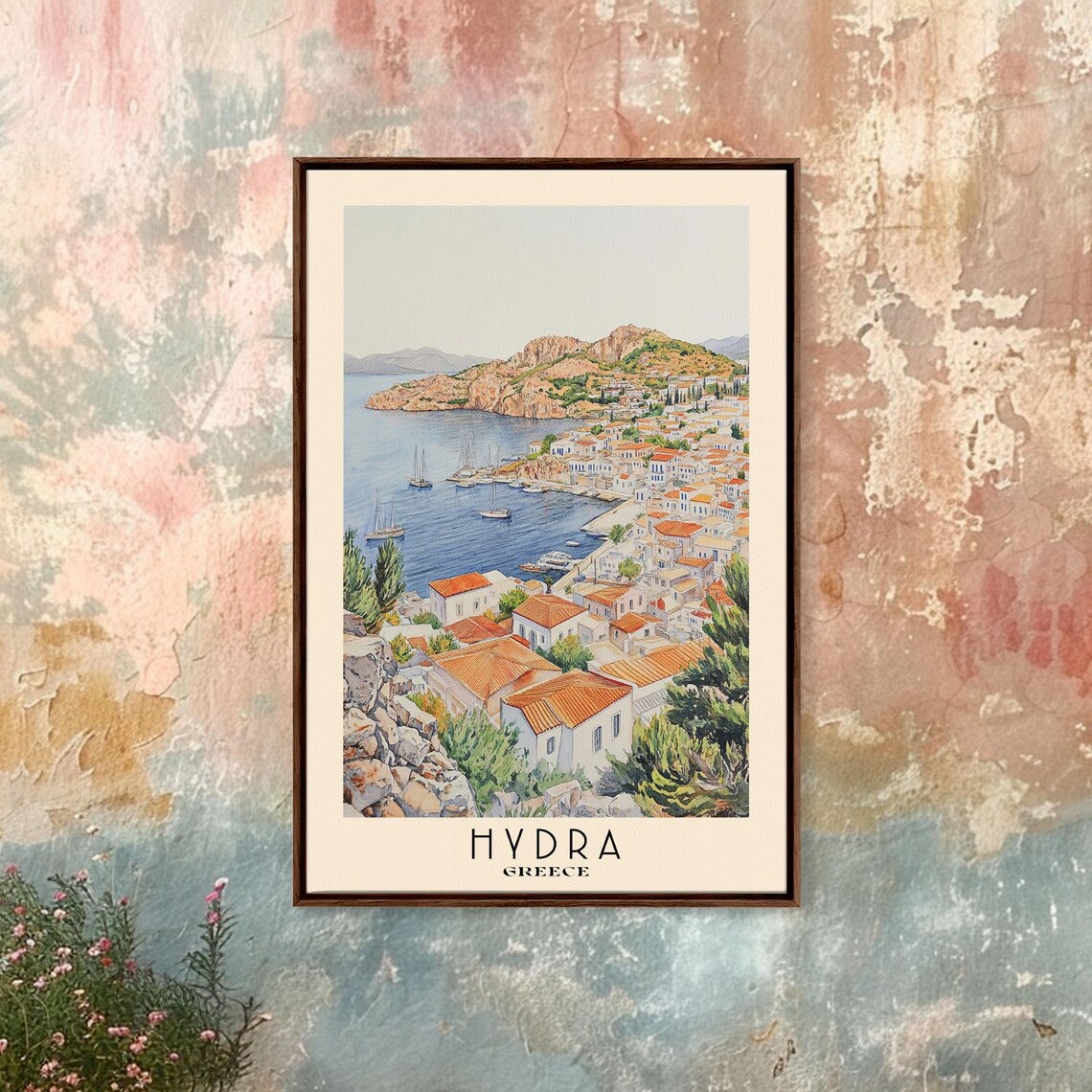 Hydra Greece Watercolor Art Print, Beach Decor - Image 4