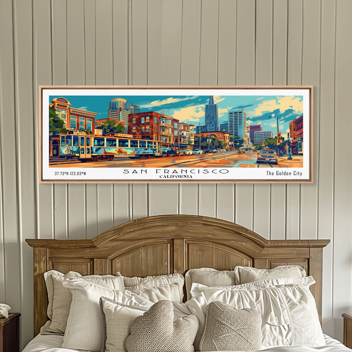 San Francisco California Golden City Cable Car Street Skyline Poster - Image 2